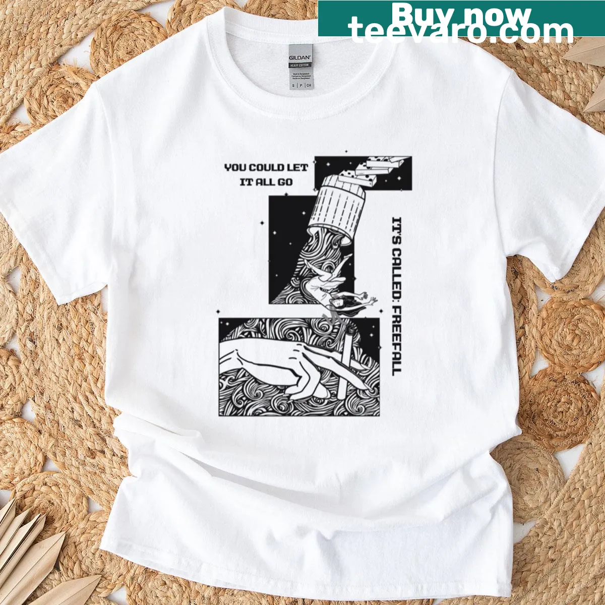 Illustrative Rainbow Kitten Surprise band t-shirt — on a men's t-shirt