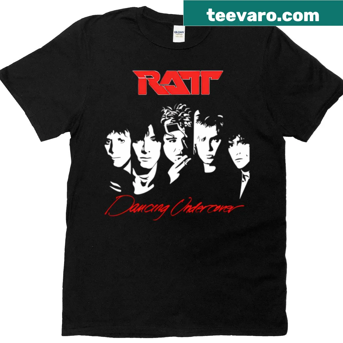 Ratt band graphic on a T-shirt — on a men's t-shirt