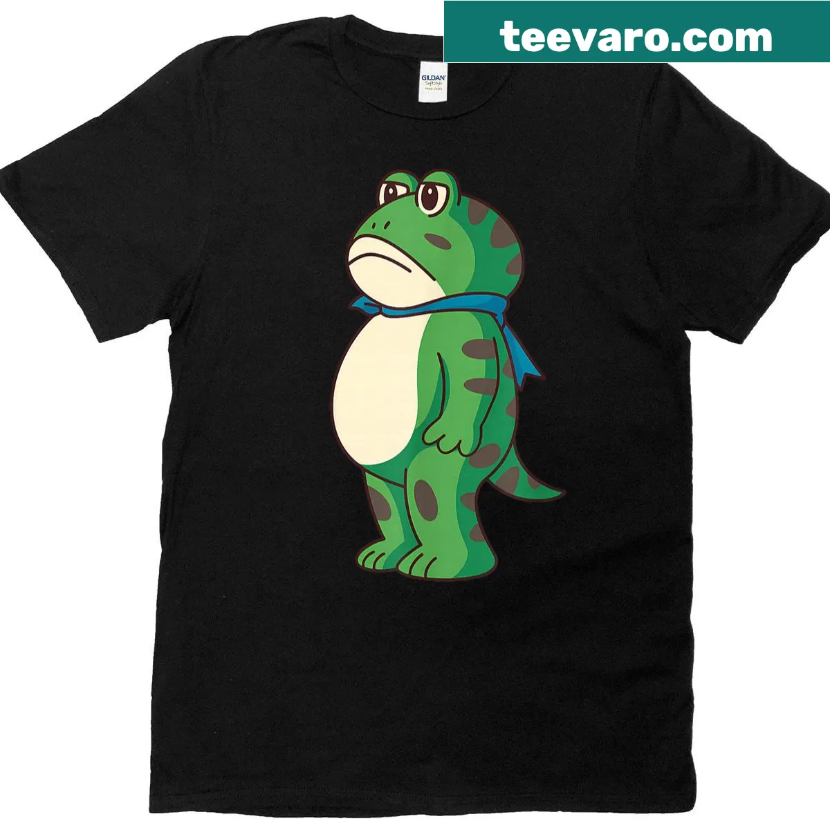 Frog graphic t-shirt with humorous text — on a men's t-shirt