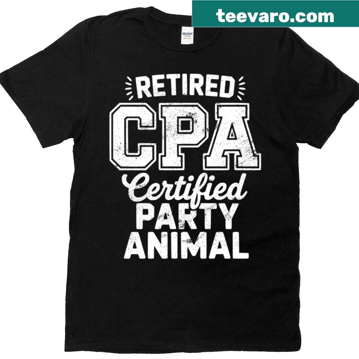 Vintage-style T-shirt for retired CPA with party animal slogan — on a men's t-shirt