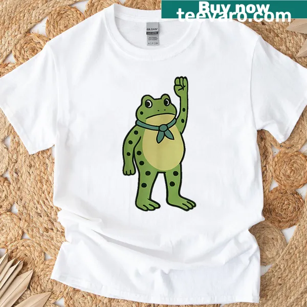 Funny frog design with protest theme on a vintage-style t-shirt