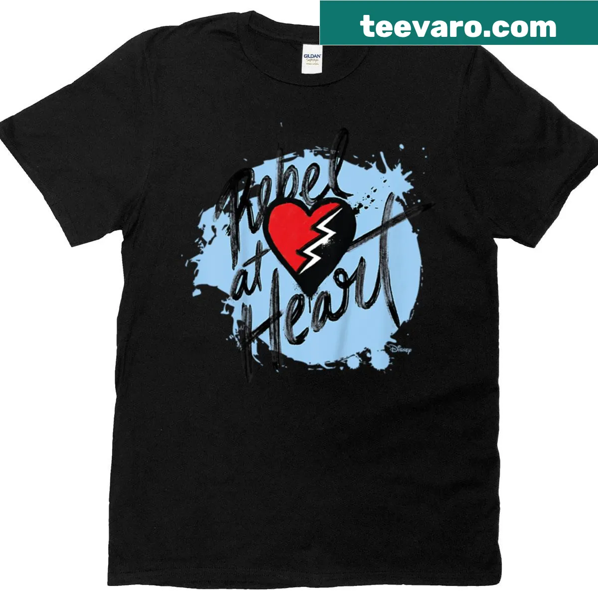 Illustrated Descendants 4 Red Rebel character graphic t-shirt — on a men's t-shirt