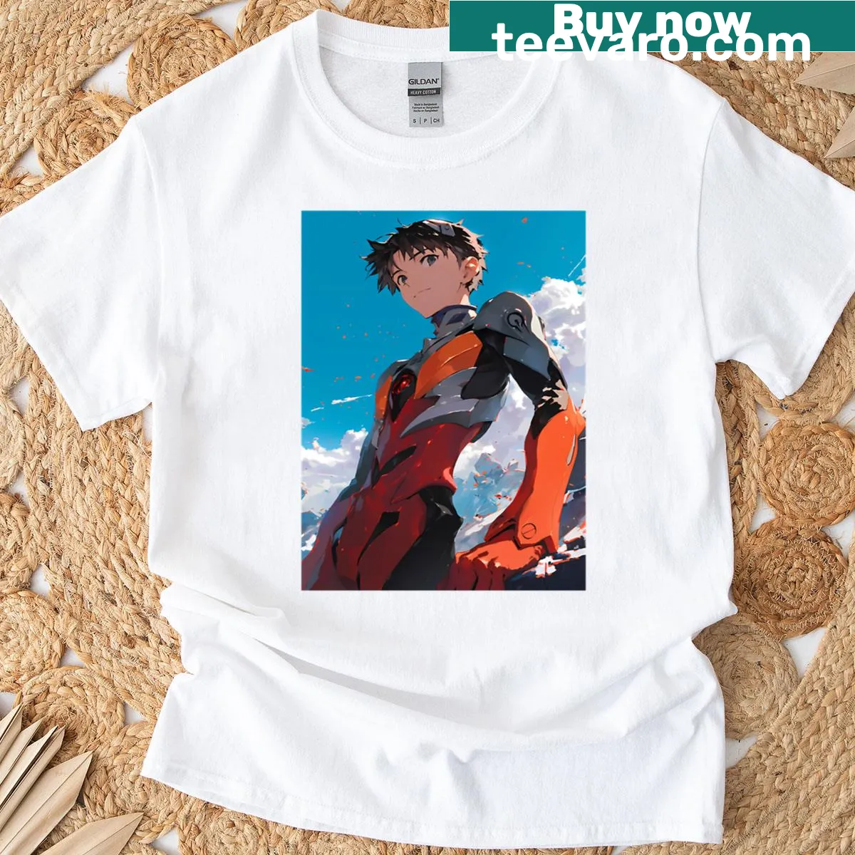 T-shirt featuring Shinji Ikari from Neon Genesis Evangelion — on a men's t-shirt