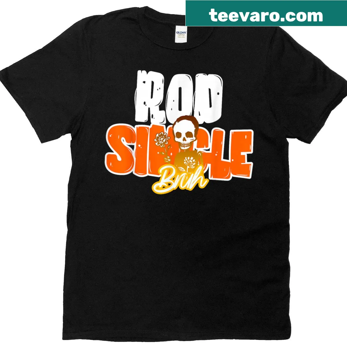 Funny skeleton graphic t-shirt with 'Single Bruh' text — on a men's t-shirt
