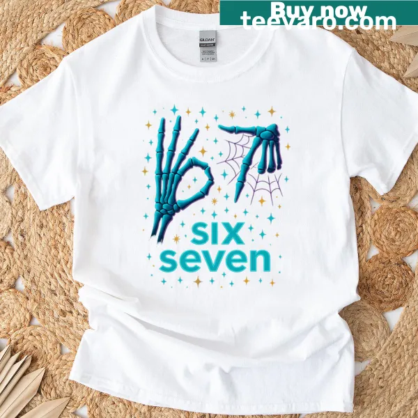 Humorous Halloween design with skeleton hands on a T-shirt