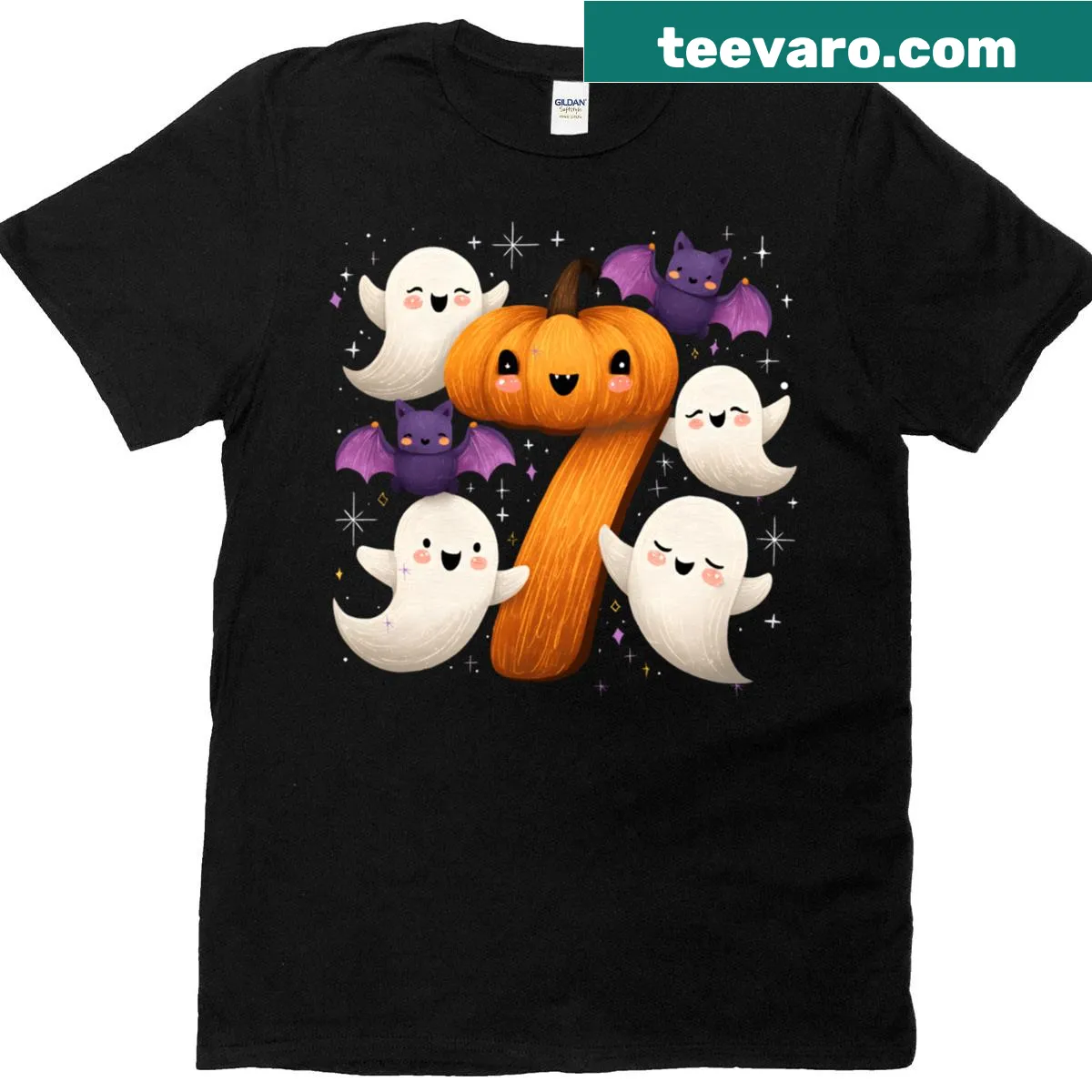 Halloween t-shirt with ghost and pumpkin meme design — on a men's t-shirt