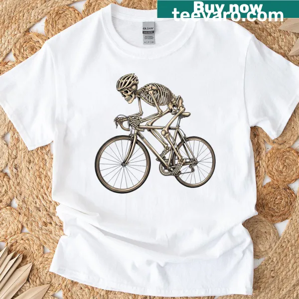 Skeleton cycling graphic T-shirt design