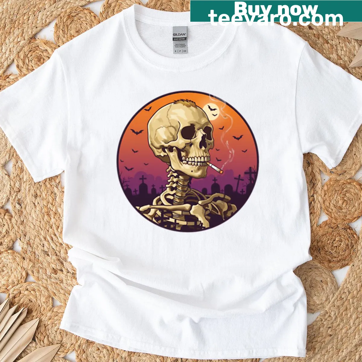 Edgy T-shirt featuring a skull design for Halloween — on a men's t-shirt