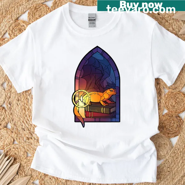 Illustrated newt design inspired by stained glass art, child-friendly