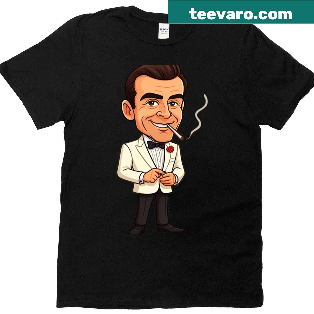 Oversized t-shirt featuring nostalgic Roger Moore Bond graphic — on a men's t-shirt