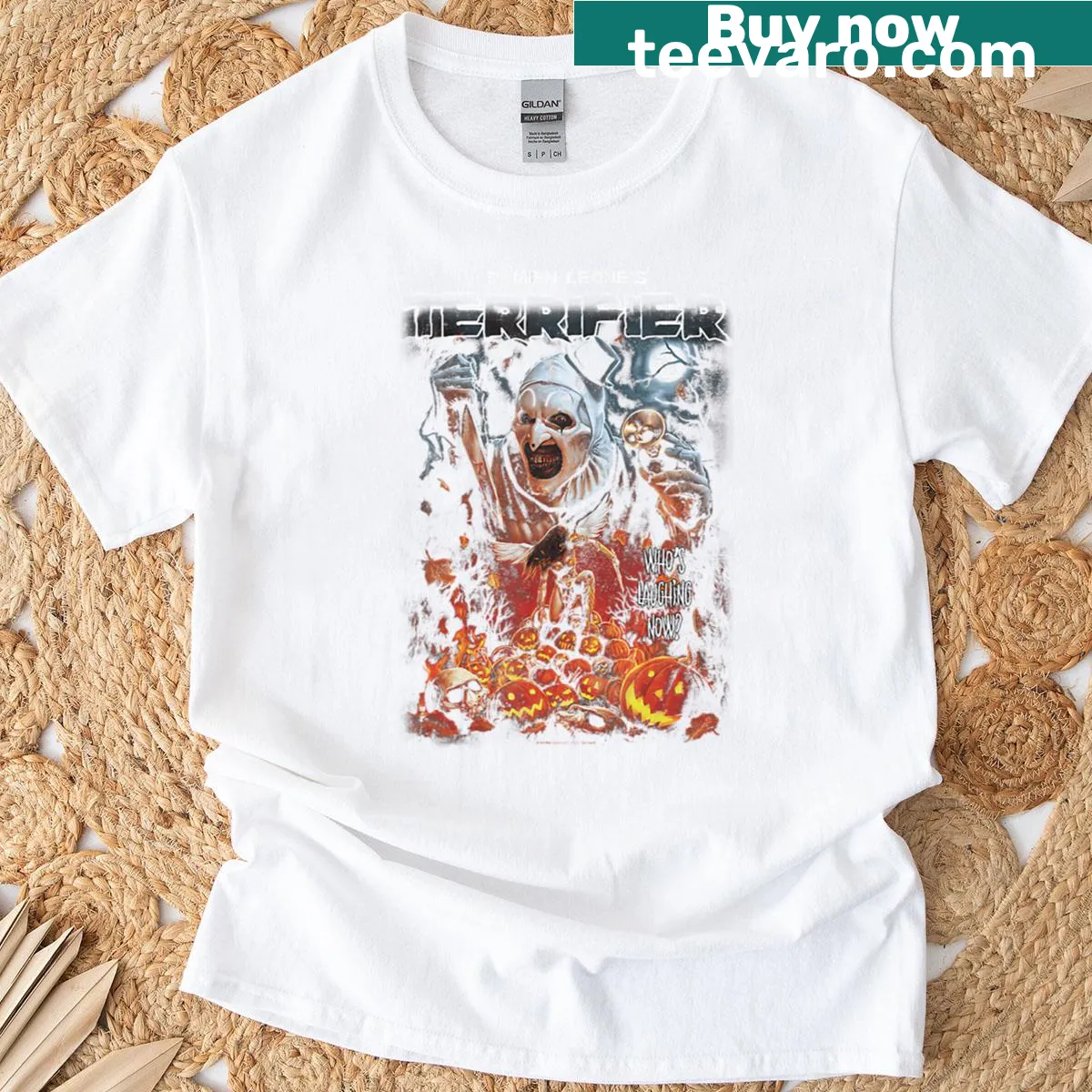 Art the Clown horror movie t-shirt featuring chilling illustration. — on a men's t-shirt