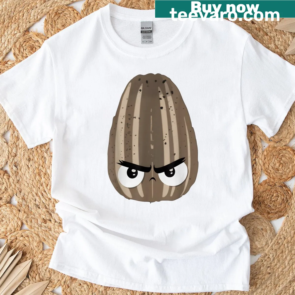 Funny Halloween T-shirt for teachers with 'Bad Seed, Good Egg' text — on a men's t-shirt