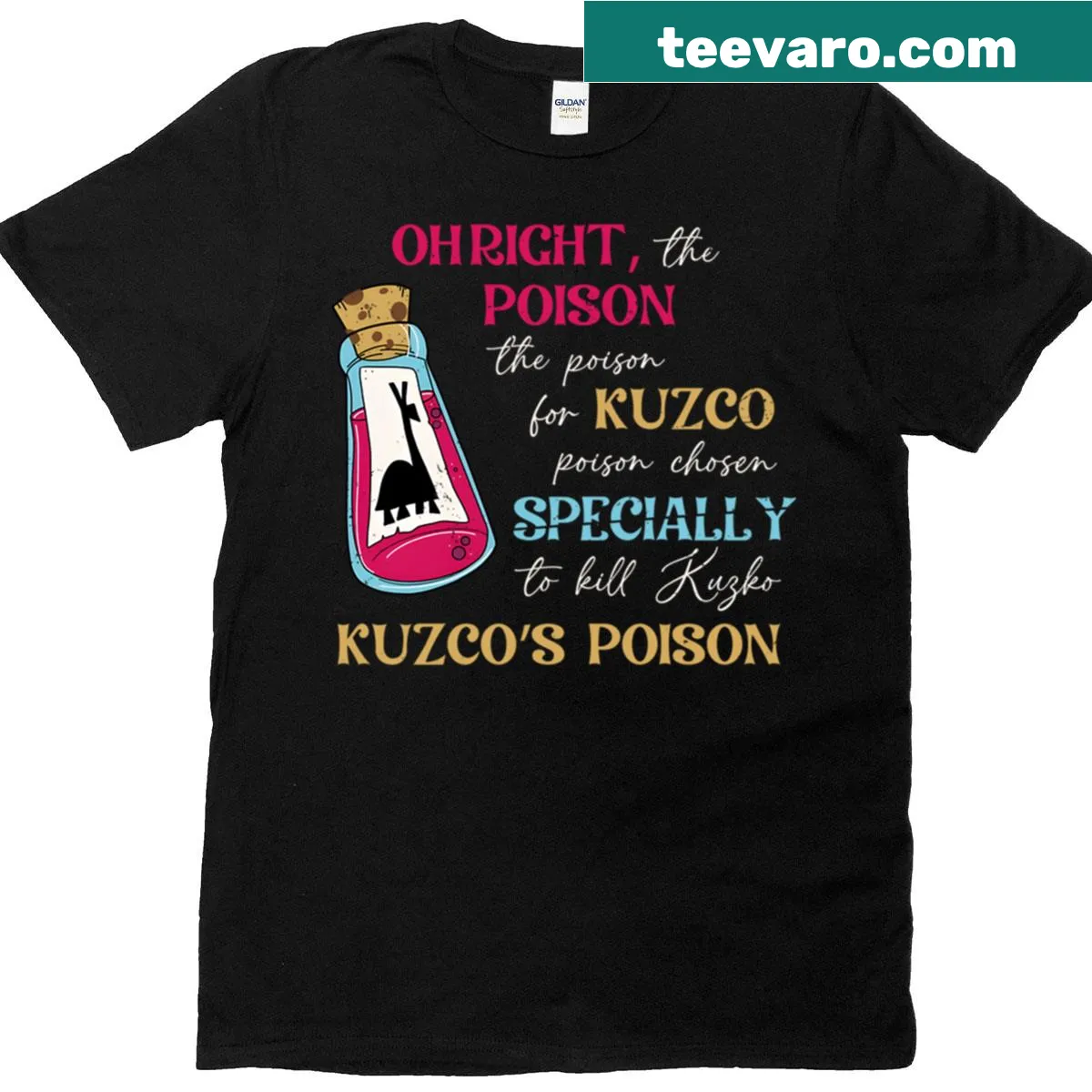 Animated T-shirt featuring Kuzco, the playful character from a beloved film — on a men's t-shirt