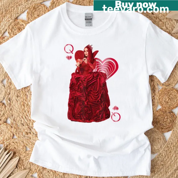 Graphic T-shirt featuring the Red Queen of Hearts with a crown design