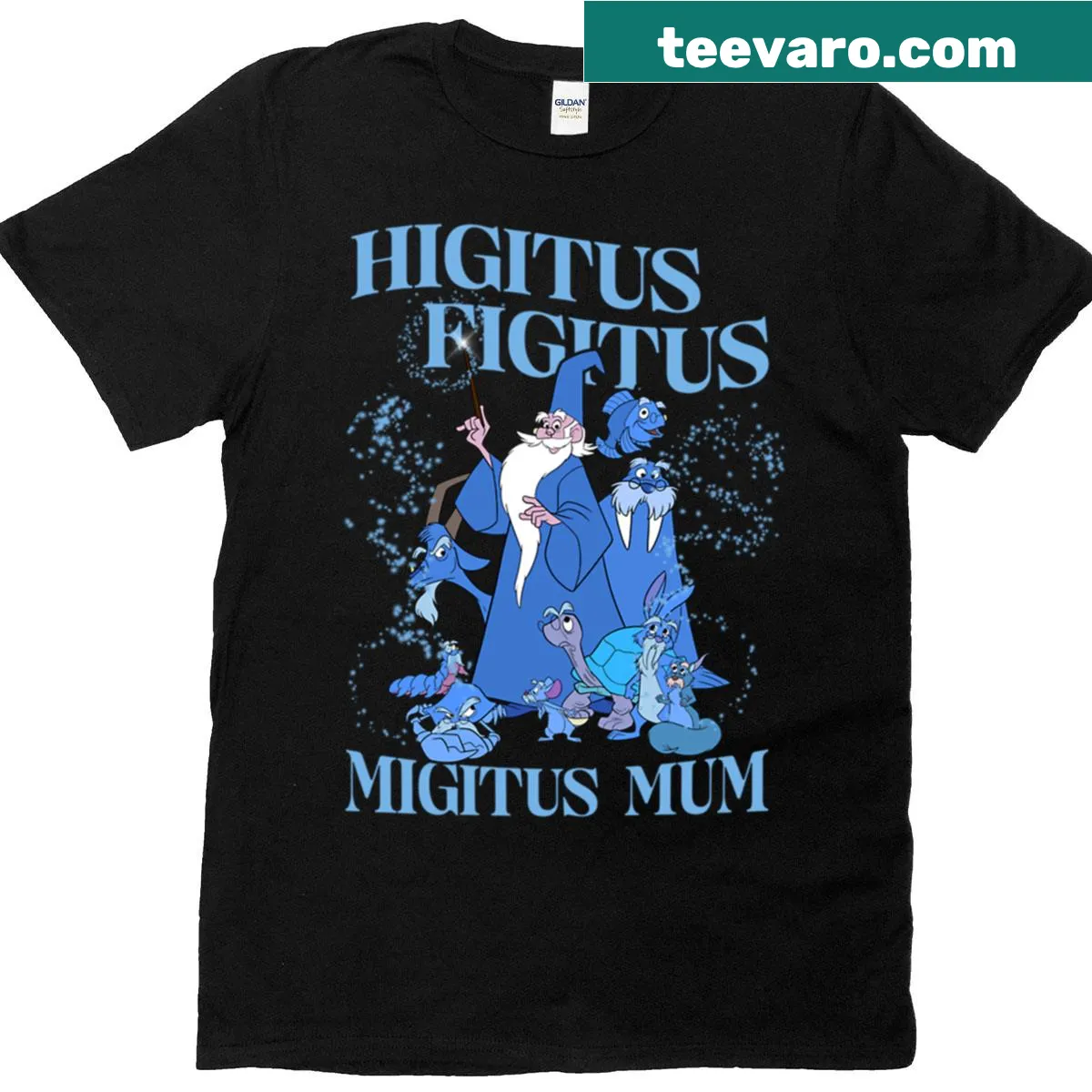 Illustrative T-shirt inspired by The Sword In The Stone tale — on a men's t-shirt