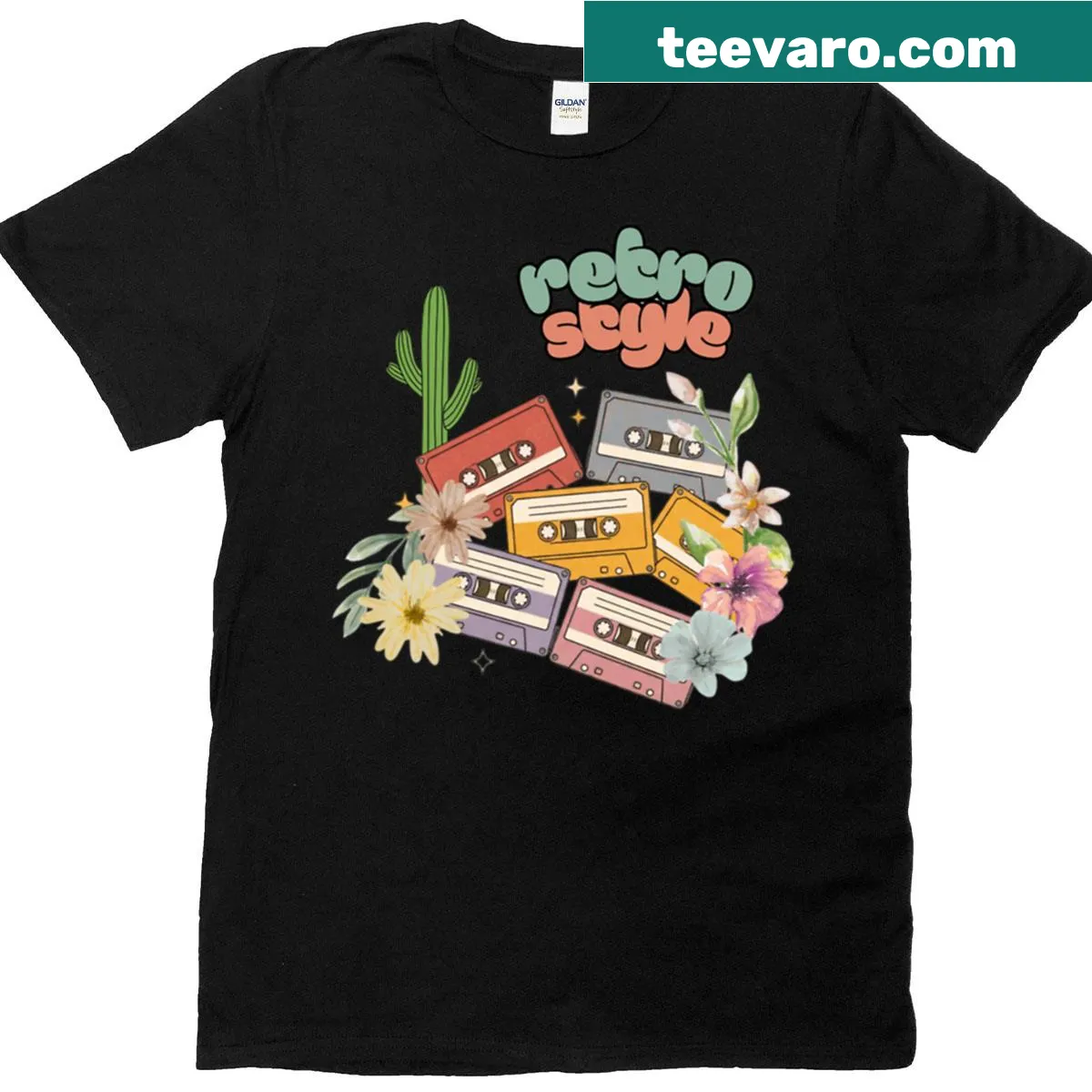 Retro abstract typography T-shirt design — on a men's t-shirt
