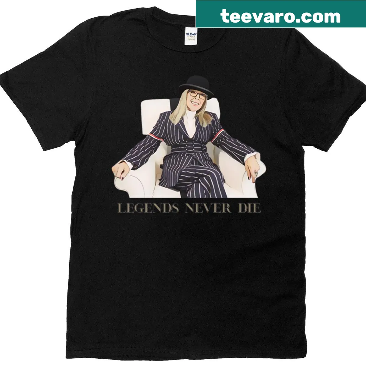 Tribute T-shirt featuring an illustrated design honoring Diane Keaton — on a men's t-shirt