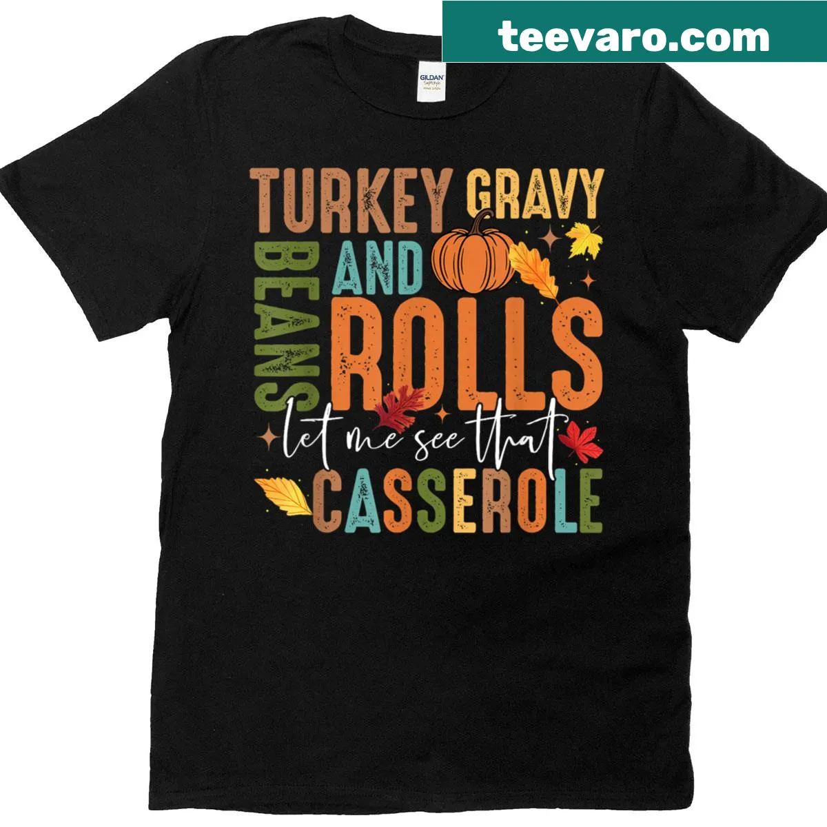 Thanksgiving-themed t-shirt with humorous food graphics and text — on a men's t-shirt