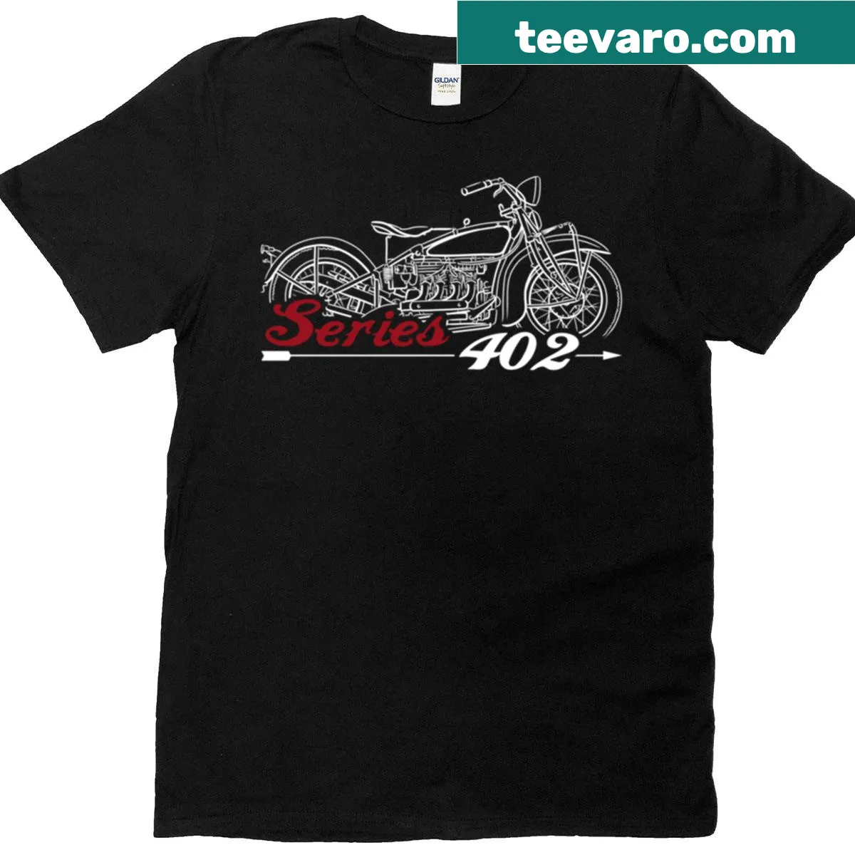 Vintage American Motorcycles 402 Series graphic t-shirt for bikers — on a men's t-shirt