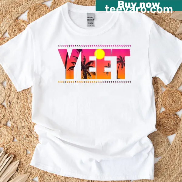 Vintage typography featuring the word 'Yeet' on T-shirt