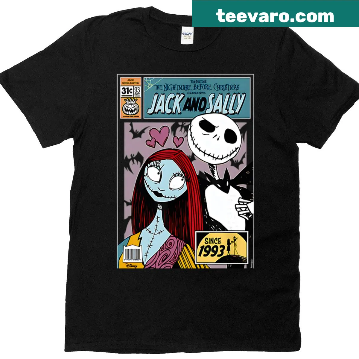 Funny T-shirt featuring vintage cartoon characters from Halloween movies — on a men's t-shirt