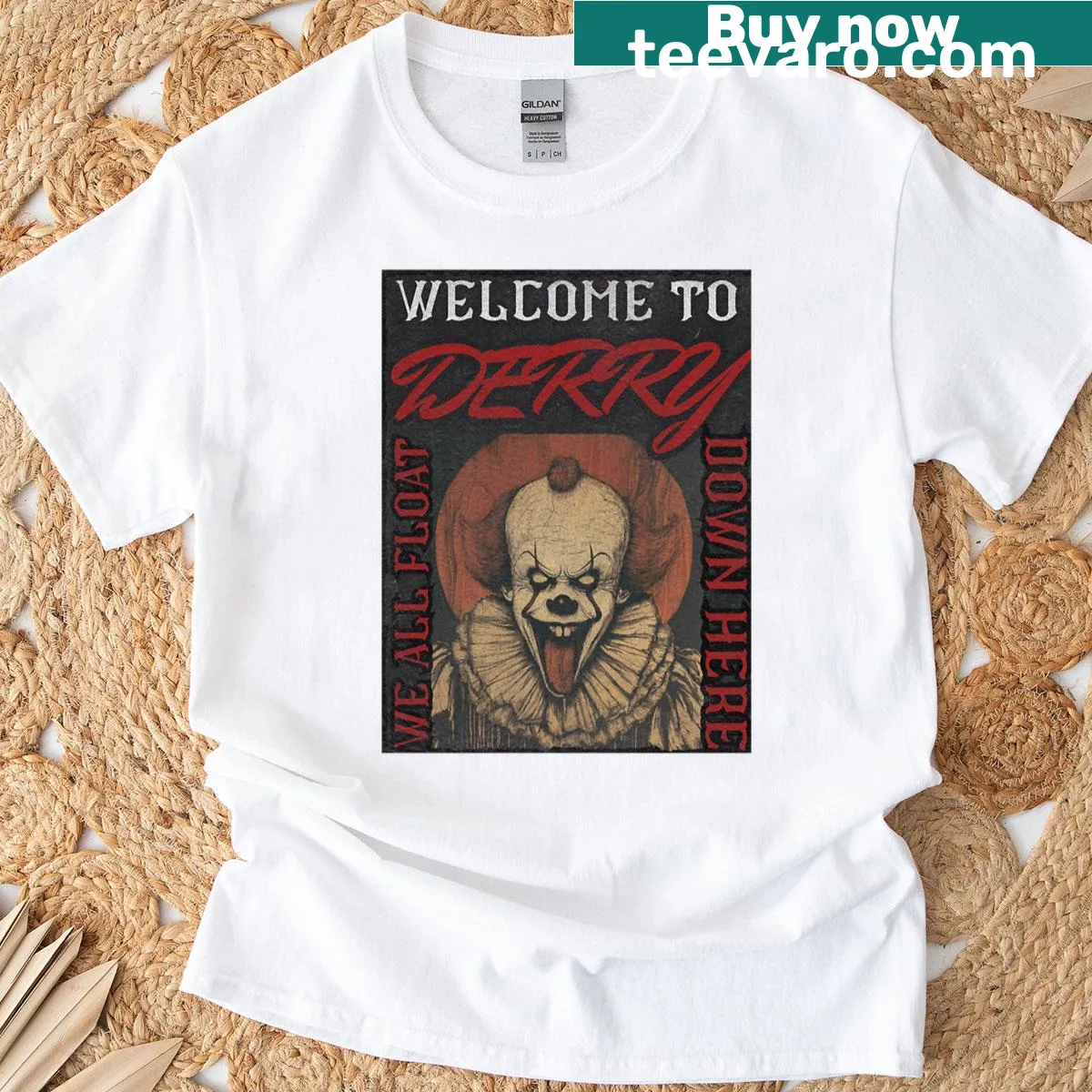 Vintage design featuring elements from the horror movie 'It' — on a men's t-shirt