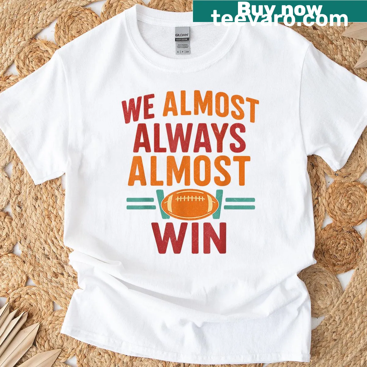Vintage-style football fan t-shirt with humorous slogan about winning — on a men's t-shirt
