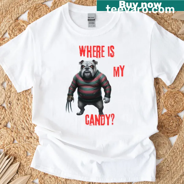 Funny Halloween t-shirt with Freddy Krueger and bulldog graphic