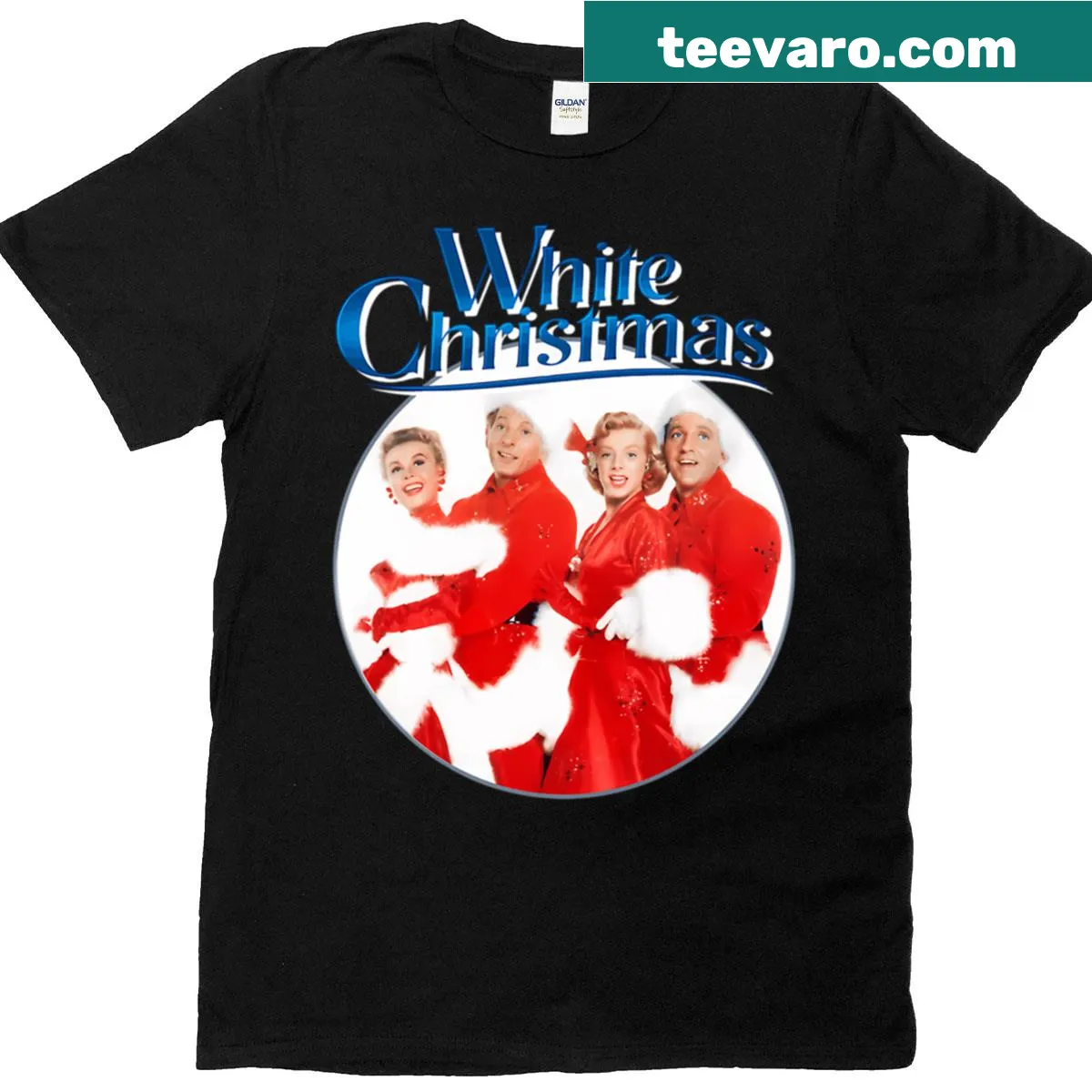 White Christmas movie inspired t-shirt with festive elements — on a men's t-shirt
