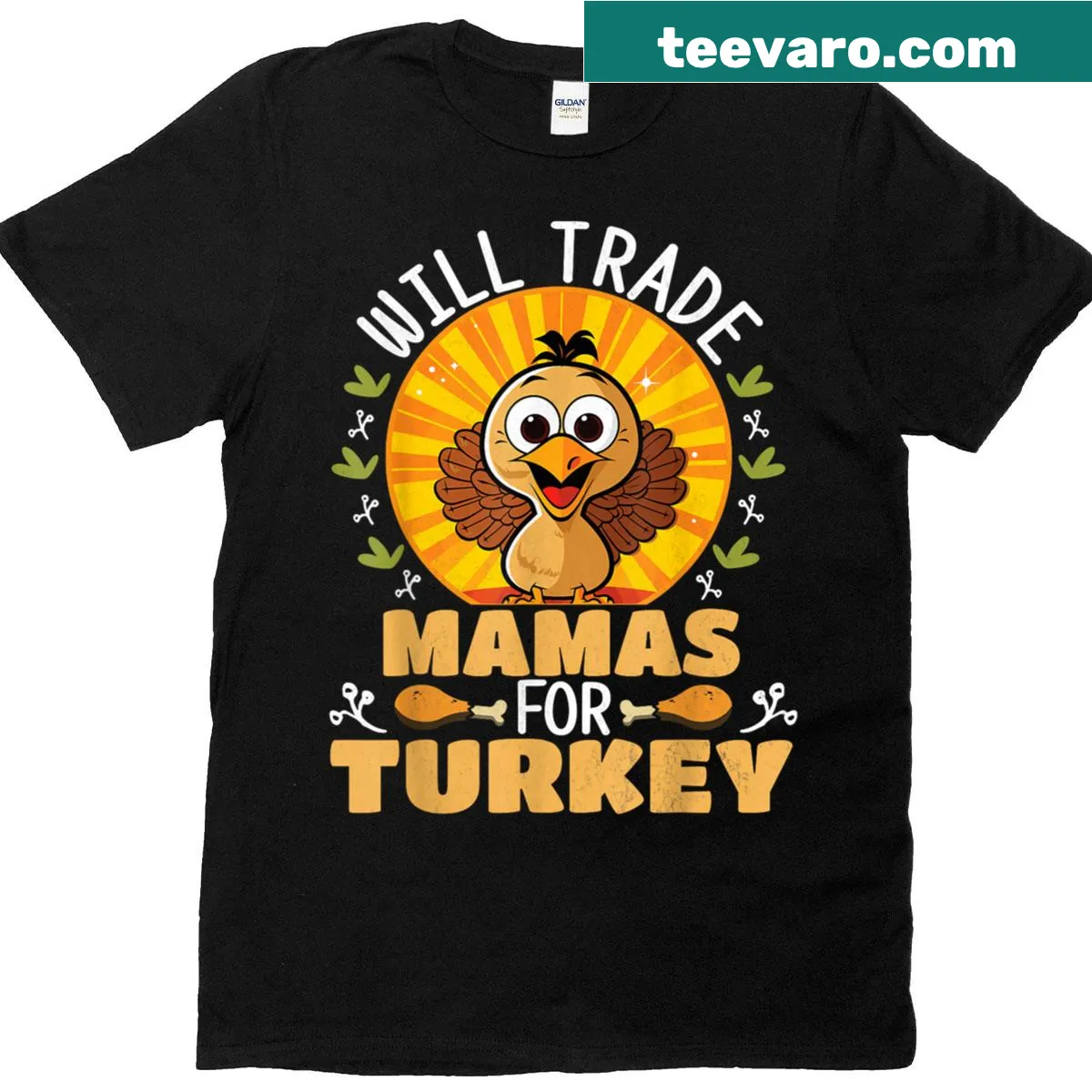 Funny Thanksgiving t-shirt with a humorous turkey trade slogan — on a men's t-shirt