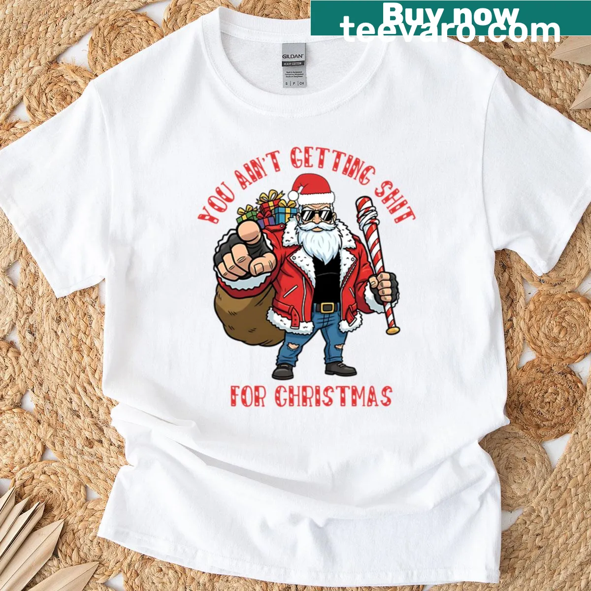Edgy t-shirt with savage Christmas message for holiday rebels. — on a men's t-shirt