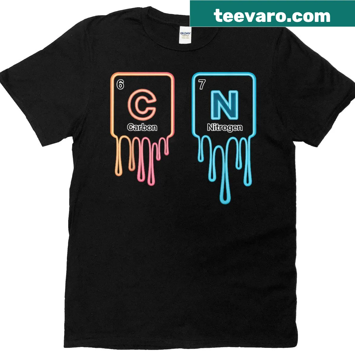 Funny chemistry teacher t-shirt with periodic table meme. — on a men's t-shirt