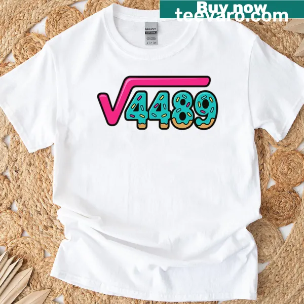 Funny math teacher T-shirt with 'Square Root 4489' and ice cream theme