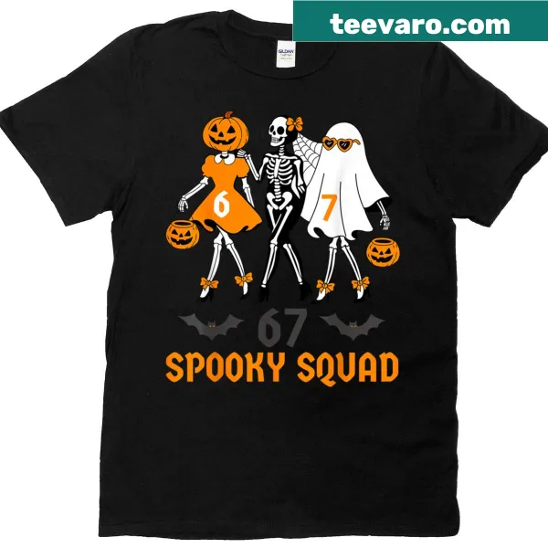 Funny Halloween t-shirt with cartoon ghost squad design