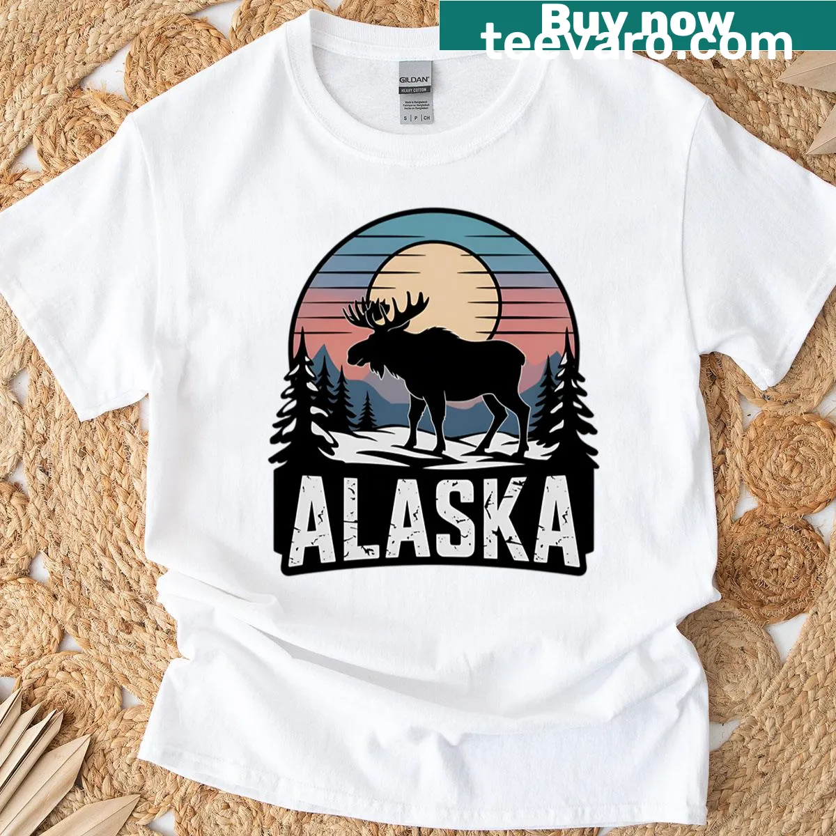 Illustration of Alaska's wilderness on a scenic T-shirt — on a men's t-shirt