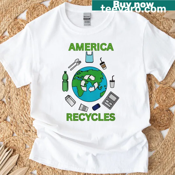 T-shirt with a cute character design promoting recycling