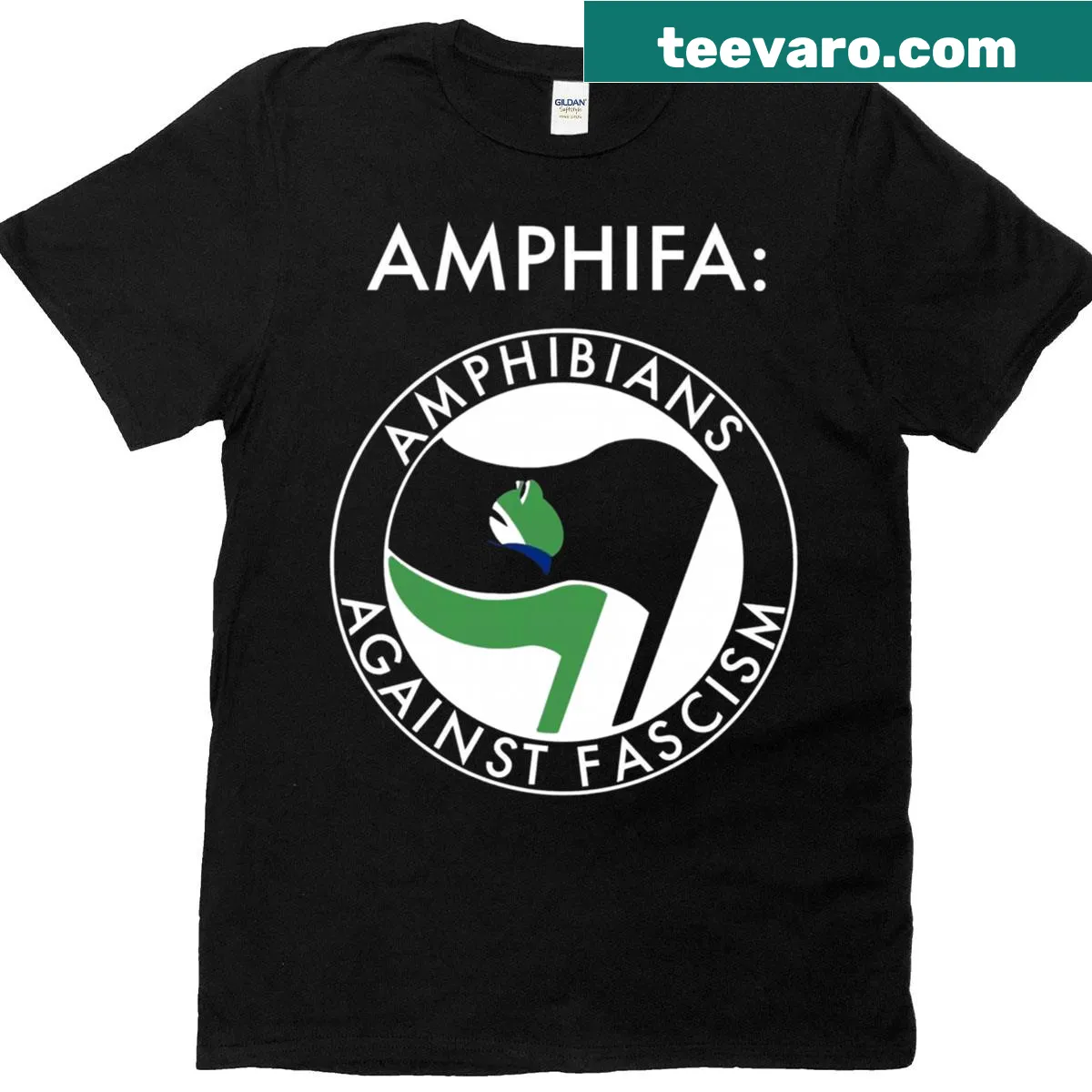 Graphic t-shirt featuring trendy frogs in a humorous design — on a men's t-shirt