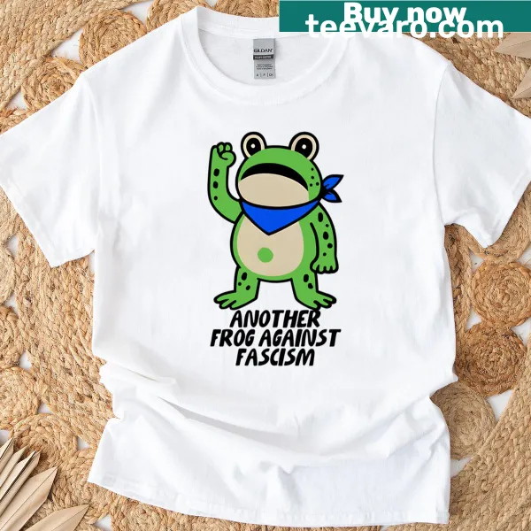 Edgy T-shirt with an illustration of a frog against fascism.
