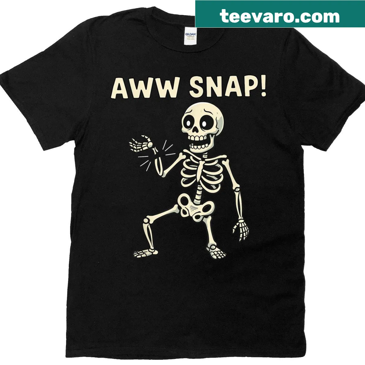 T-shirt featuring a humorous skeleton with a broken arm — on a men's t-shirt