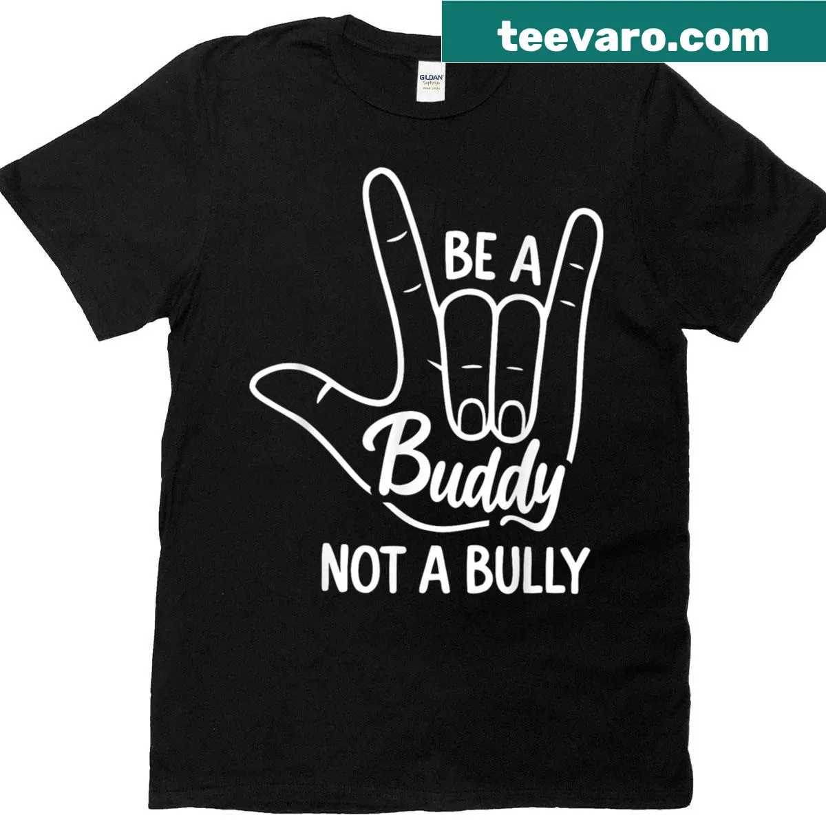 Typographic t-shirt promoting kindness and anti-bullying awareness. — on a men's t-shirt