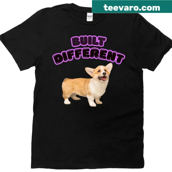 Oversized T-shirt with a playful corgi illustration for dog lovers.
