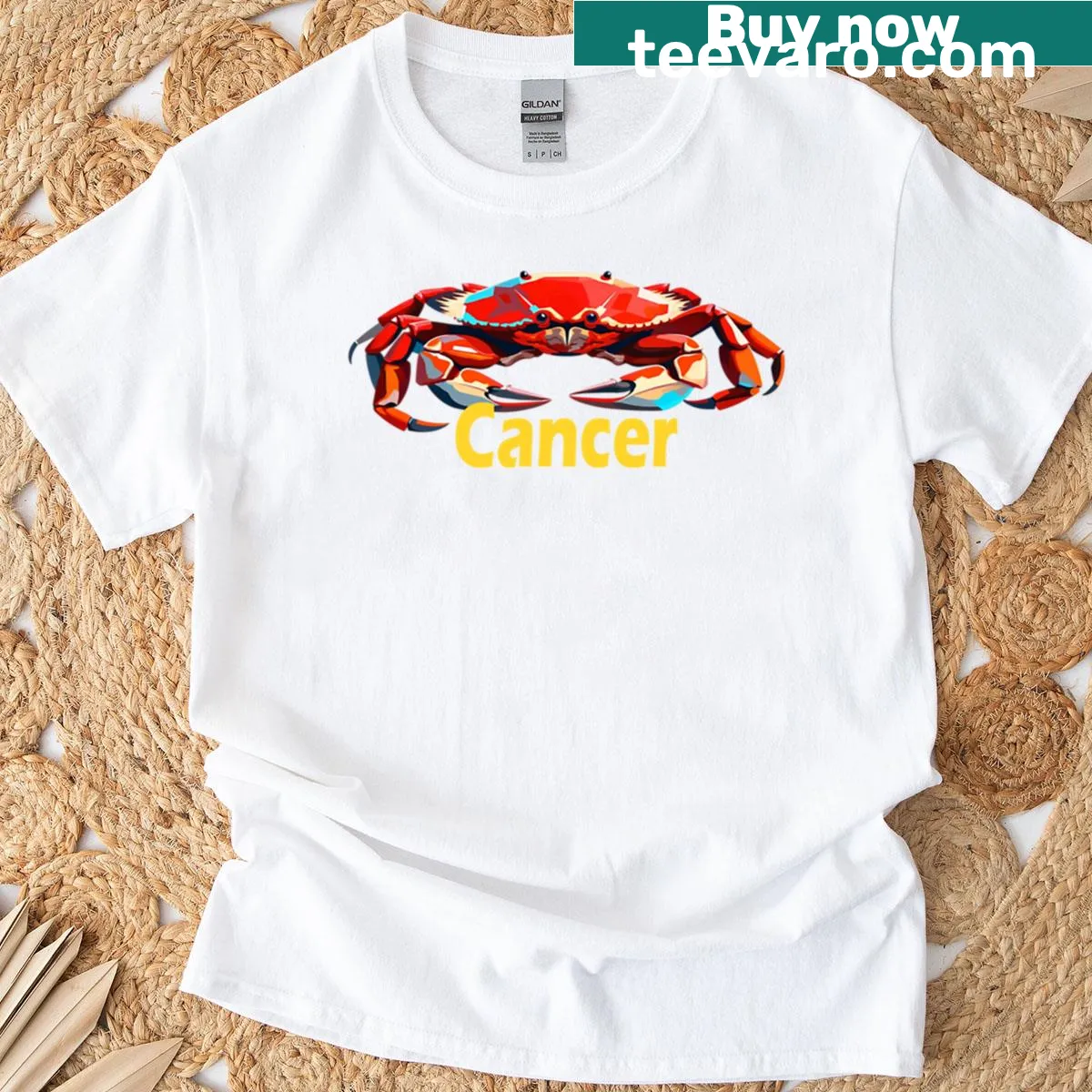 T-shirt featuring the Cancer zodiac sign graphic — on a men's t-shirt