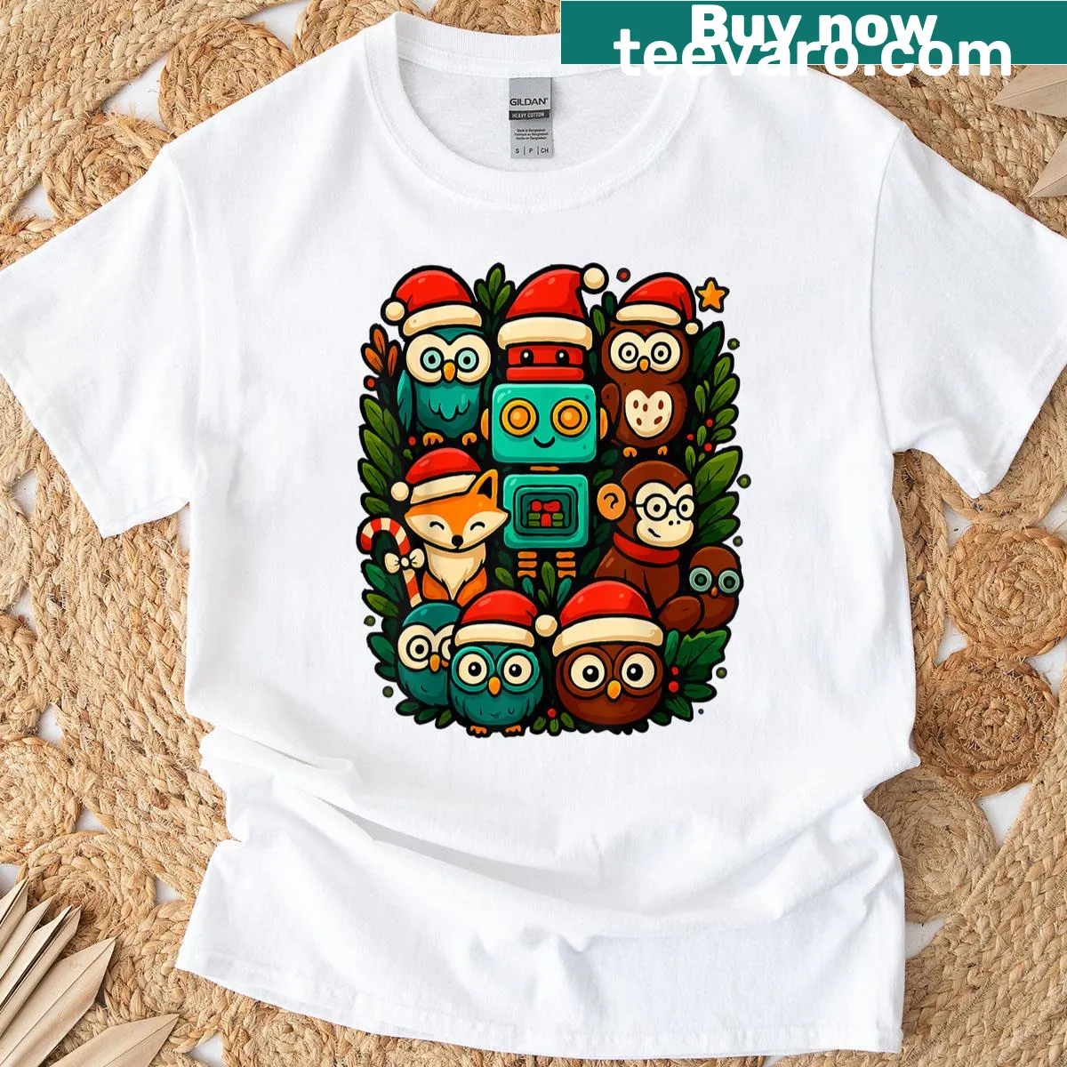Retro robot art graphic for Christmas on a T-shirt — on a men's t-shirt