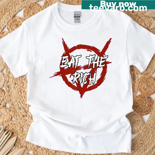 Bold text design of 'Clan Brujah Eat The Rich' T-shirt