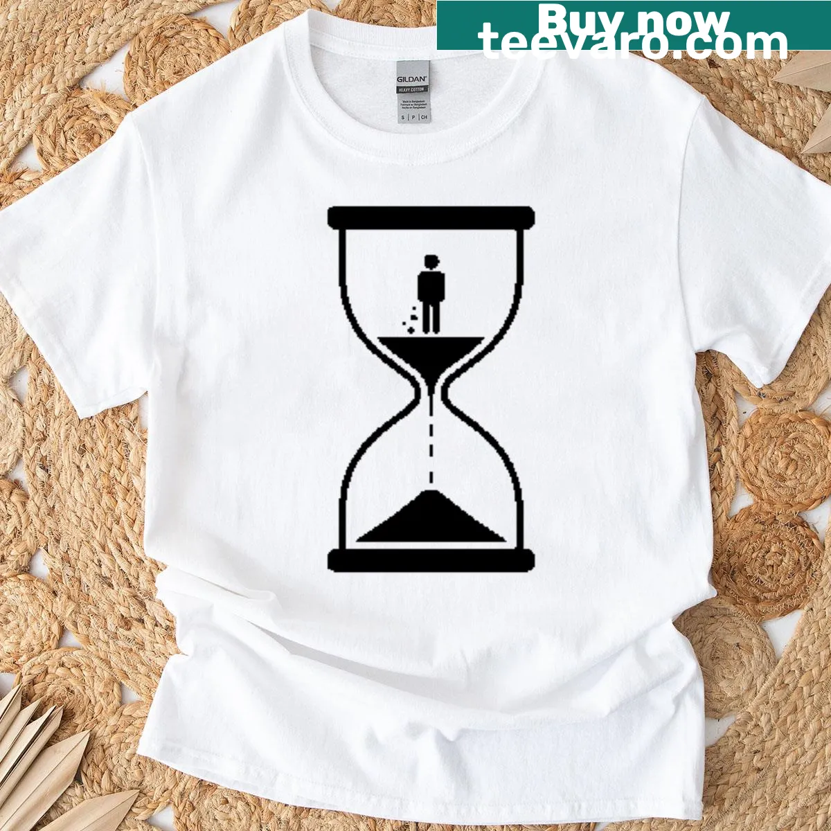 Abstract design featuring a clock symbolizing the passage of life — on a men's t-shirt