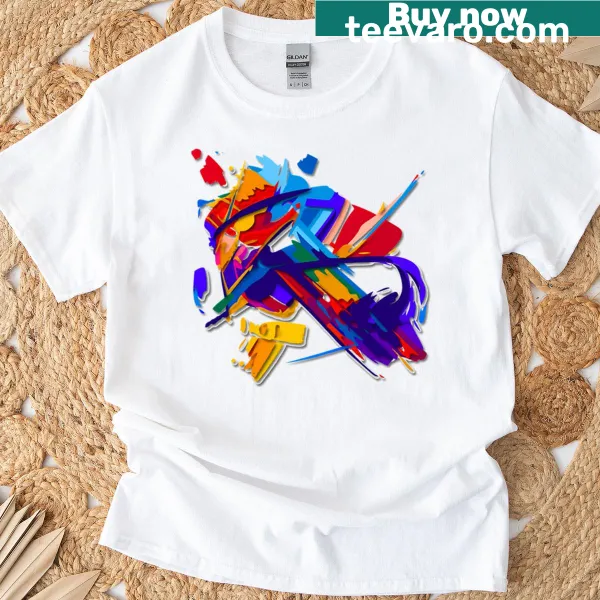 Abstract fractured graphic on T-shirt