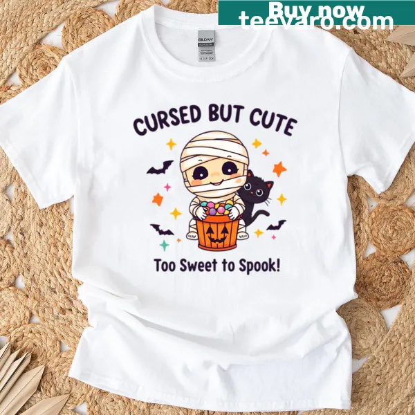 Playful 'Cursed But Cute' typography T-shirt