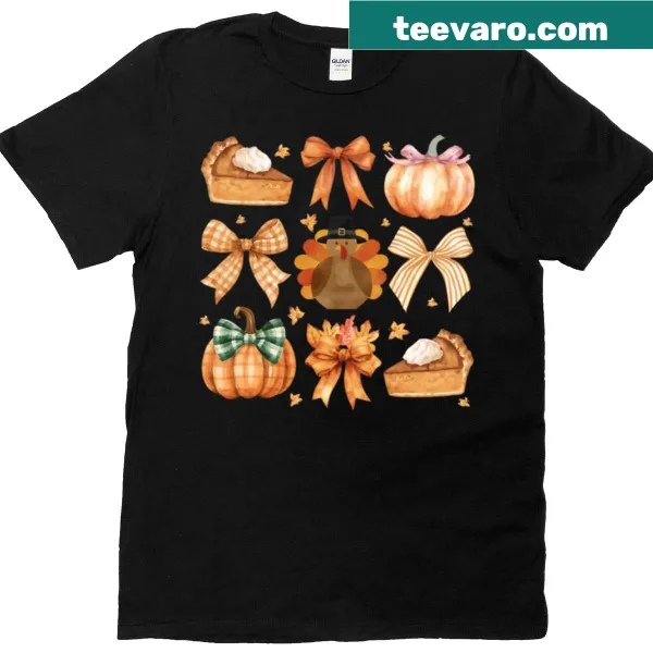 Cute autumn-themed T-shirt with fall stickers design