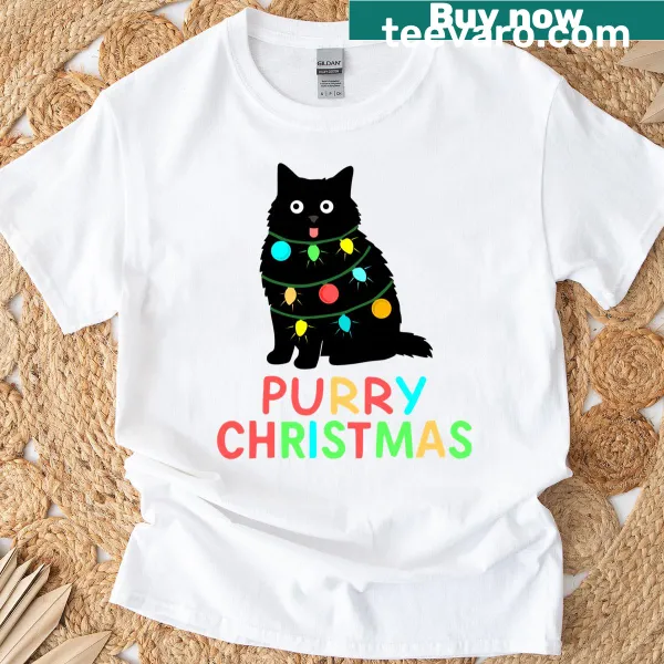 Cartoon cat graphic for Christmas T-shirt