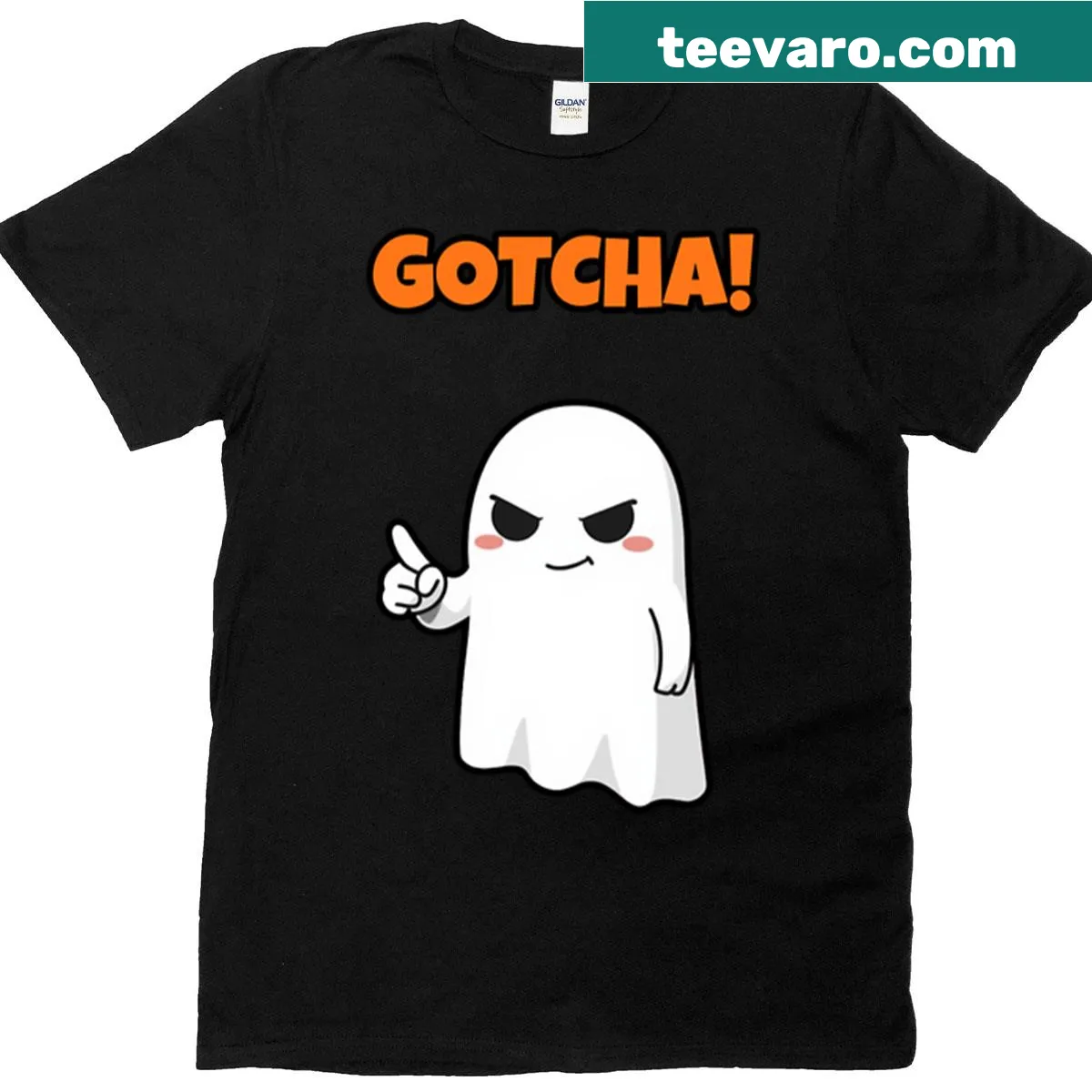 Oversized T-shirt featuring a cute cartoon ghost design — on a men's t-shirt